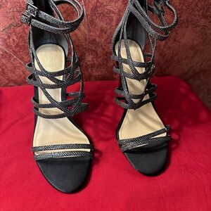Guess Black Strappy Glitter High-Heel Sandals